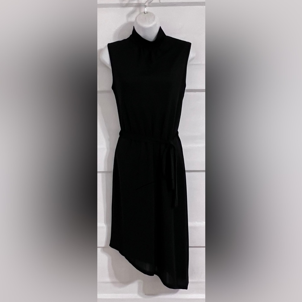 Vintage Y2K Studio Soleil Asymmetrical Mock Black Tie Front Sheath Maxi Dress